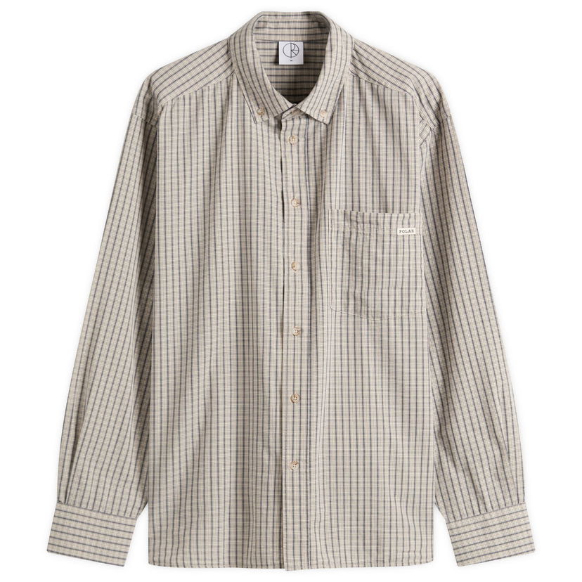 Srajce Polar Skate Co. Ben Check Button-Down Shirt, Size Large Bež | PSC-SU25-4-IVO