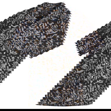 Srajce BEAMS Beams Plus Open Collar Block Print Leaf Shirt, Size Large Črna | 3801-0172-139-79, 1