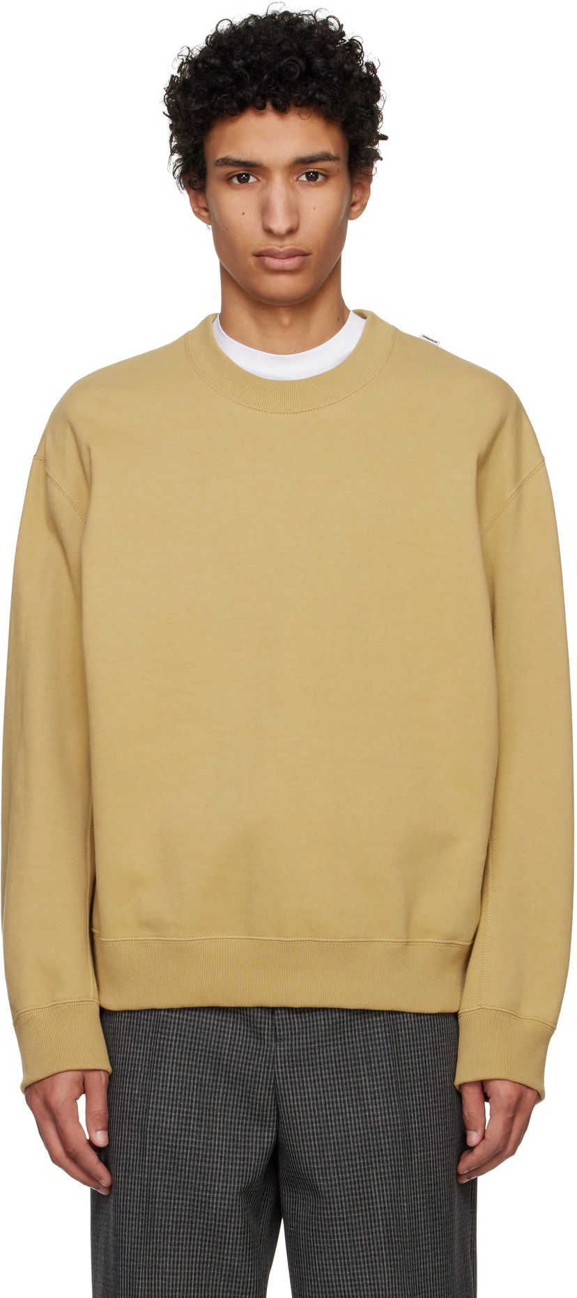 Pleteni pulover Jil Sander Jil Sander Logo Flag Shoulder Sweatshirt Bež | J22GU0132_J20245