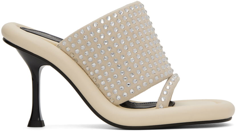 Modni dodatki JW Anderson JW Anderson Bumper-Tube Crystal-Embellished Heeled Mules Bež | ANW40011A