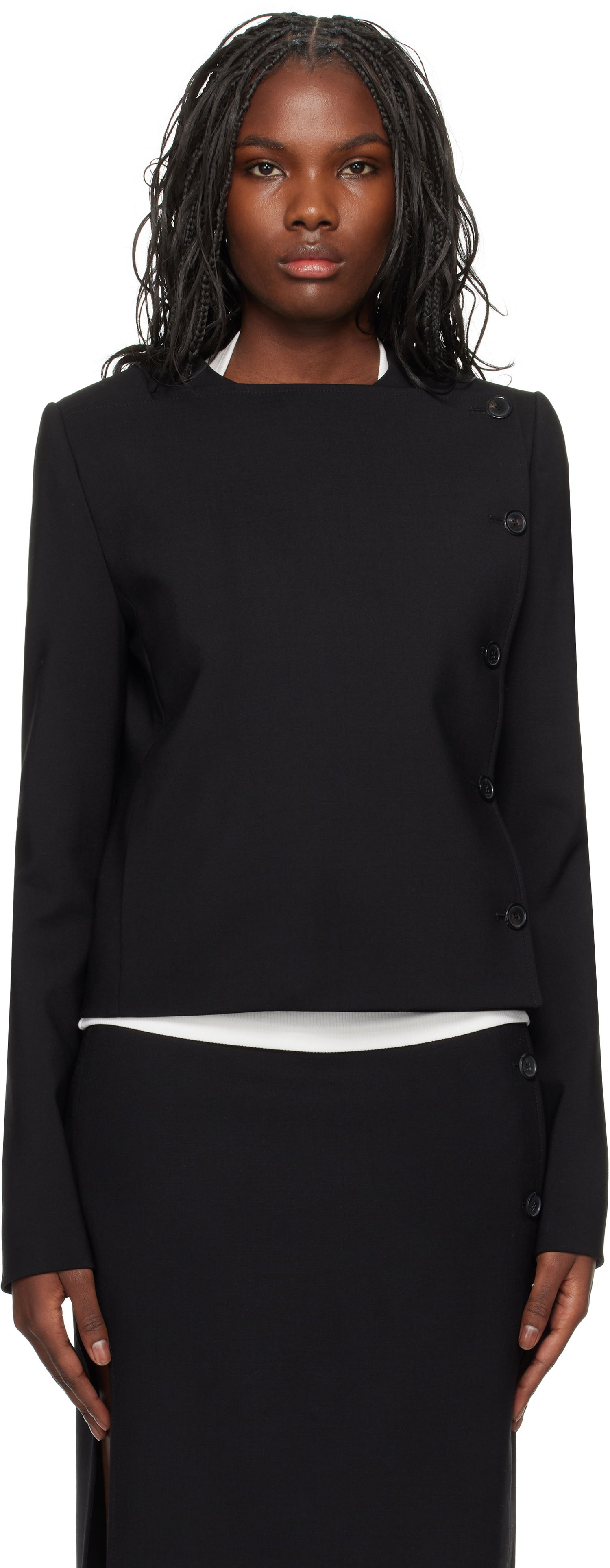 Jakna Courrèges Buttoned Tailored Jacket Črna | 424CVE102WO0113, 0