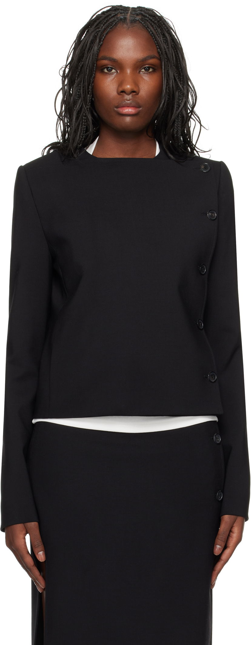 Jakna Courrèges Buttoned Tailored Jacket Črna | 424CVE102WO0113