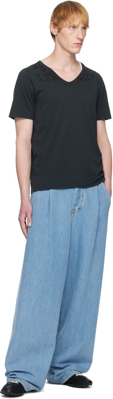 Majica Maison Margiela MM6 Maison Margiela V-Neck Jersey T-Shirt Črna | SH2GC0022 M20115, 3