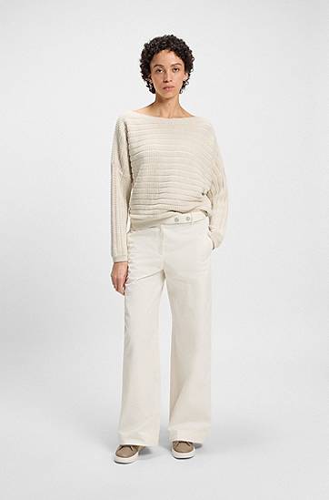 Pleteni pulover BOSS Knitted Sweater with Mixed Structures Bež | 50543049, 1