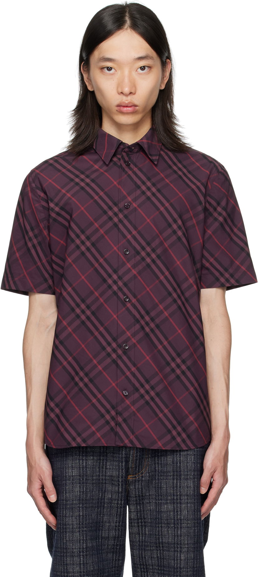 Srajce Burberry Burberry Robert Check Short Sleeve Shirt Bordo | 8115157