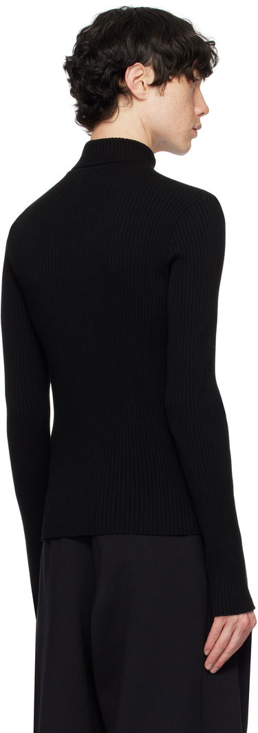 Pleteni pulover Courrèges Courrèges Reedition Rib Knit Mockneck Sweater Črna | PERMPU008FI0001, 2