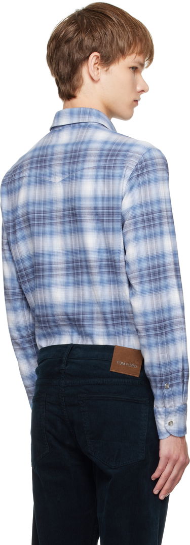 Srajce Tom Ford TOM FORD Check Western Shirt Modra | HDS001-FMC243, 2