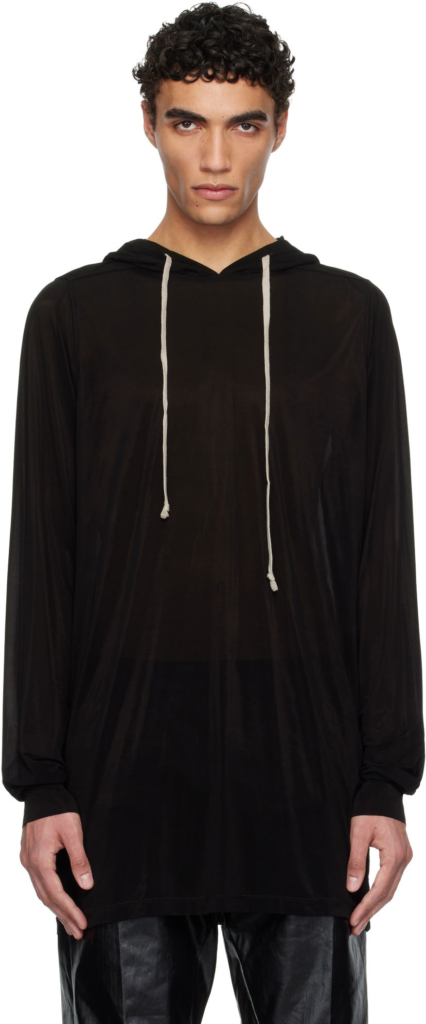 Pulover Rick Owens Rick Owens Hollywood Stretch Cupro Jersey Hoodie Črna | RU01E5285 BZ