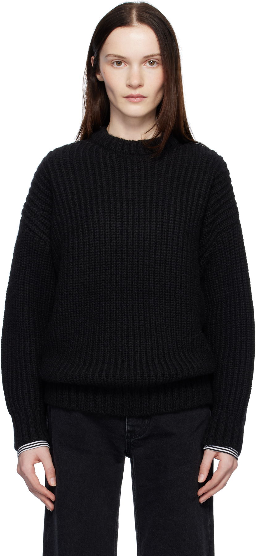 Pleteni pulover Anine Bing ANINE BING Sydney Knit Sweater Črna | A-09-0277-000
