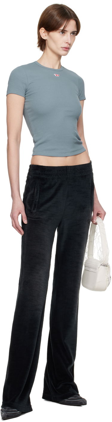 Krop-top Diesel Diesel T-Ele-Long-D Ribbed Cropped T-Shirt Modra | A14961 0EJAI, 3