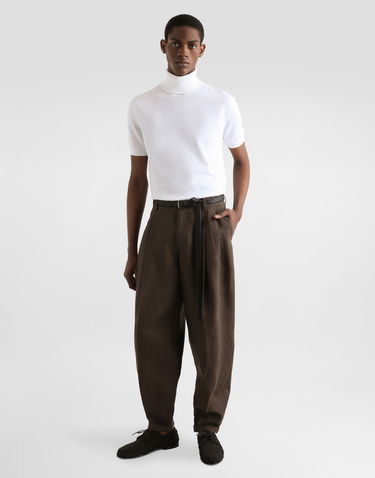 Hlače Dolce & Gabbana Dolce & Gabbana Linen Turned-Up Cuff Pants Rjava | GP114TFU4MCM3977, 1