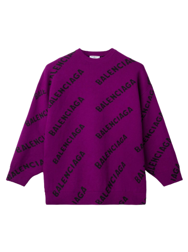 Pleteni pulover Balenciaga Allover Logo Sweater Lila | 657520T15675272