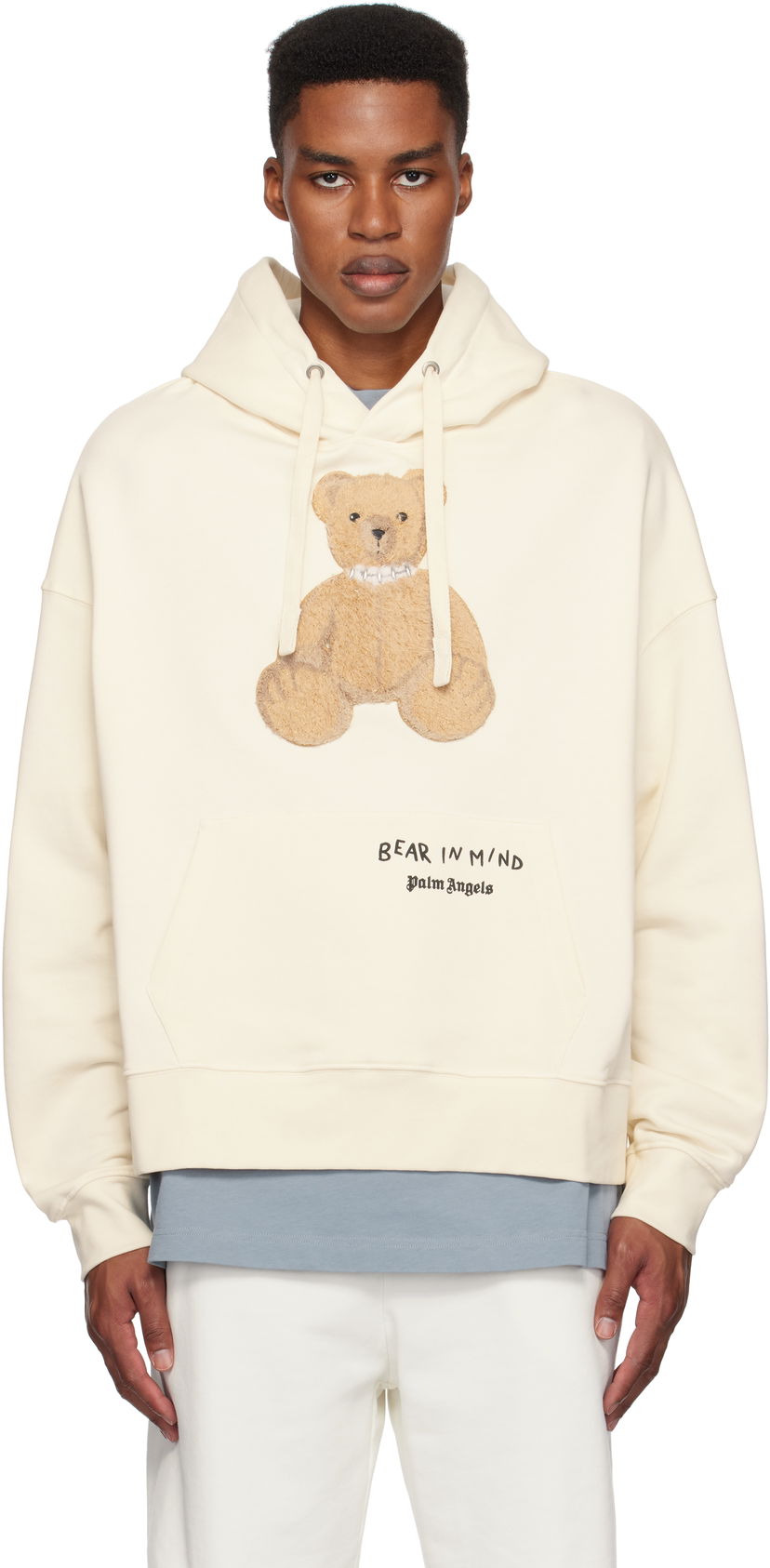 Pulover Palm Angels 'Bear in Mind' Hoodie Bela | PMBB167F24FLE0010360