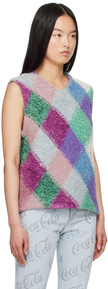Pleteni pulover ERL ERL Argyle Knit Vest Lila | ERL08N002, 4