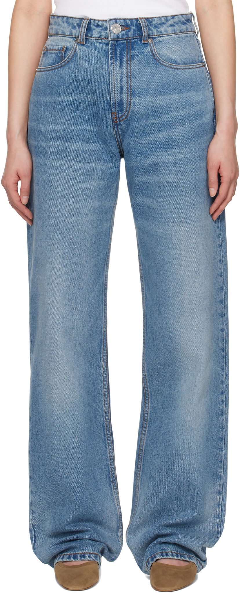 Kavbojke AMI AMI Paris Cotton Large Fit Jeans Modra | FTR450.DE0046