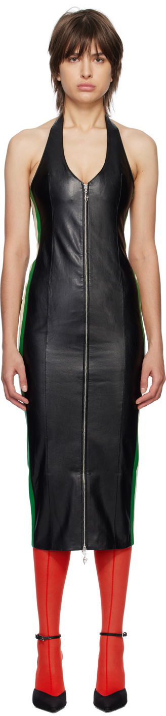 Obleke Miaou Miaou Hannah Jewett Harlow Faux-Leather Midi Dress Črna | 5030VLBLK