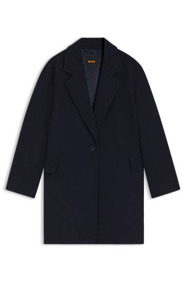 Plašči BOSS Blazer-style coat blended with wool Mornarica | 50548660