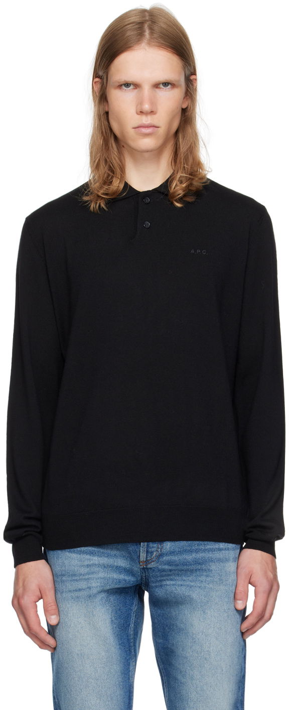 Polo majica A.P.C. Embroidered Logo Polo Črna | WVAWM-H23324