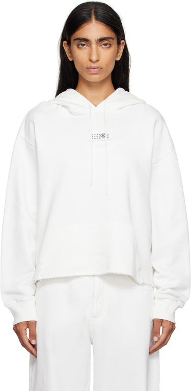 Pulover Maison Margiela MM6 Maison Margiela Logo Patch Cropped Hoodie Bela | S52GU0234 M25025, 0