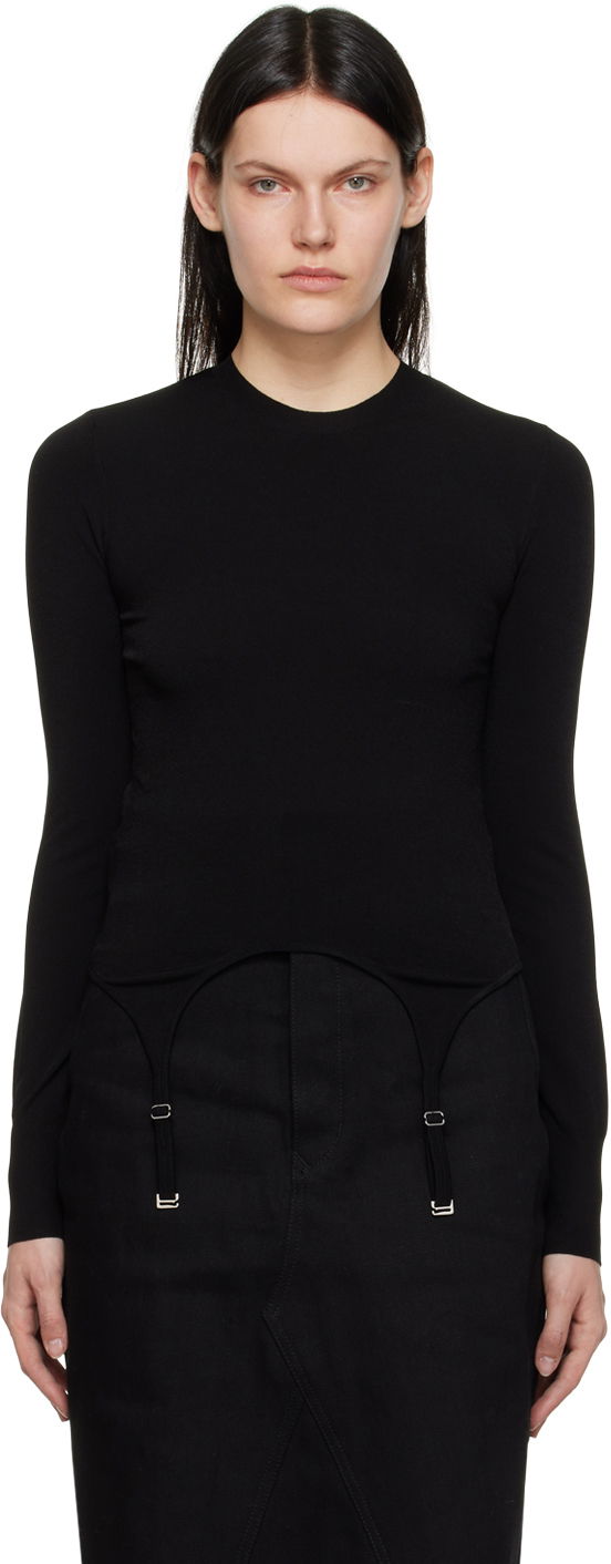 Pleteni pulover Dion Lee Dion Lee Garter Long Sleeve T-Shirt Črna | C7063R22