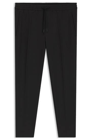 Trenirka BOSS Water-Repellent Tapered-Fit Stretch Trousers Črna | 50538179