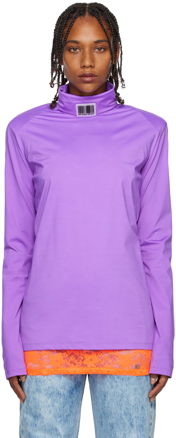 Pleteni pulover VETEMENTS VTMNTS Turtleneck Long Sleeve Top Lila | VL14TO300I