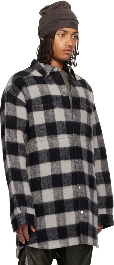 Srajce Rick Owens Concordians Oversized Plaid Flannel Overshirt with Chest Pockets Večbarvna | RU02E1739 WJP, 4