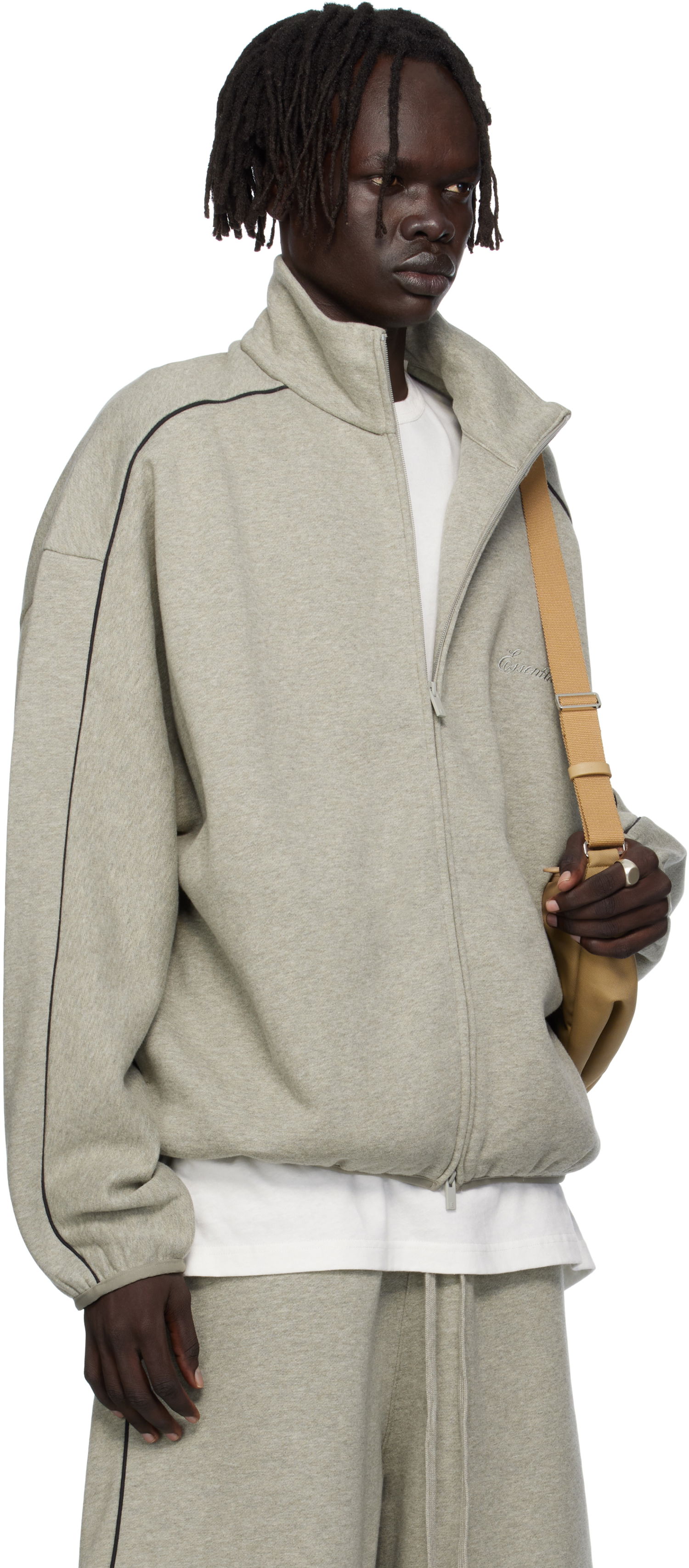 Jakna Fear of God Fear of God ESSENTIALS Modern Fit Fleece Track Jacket Siva | 202SP256895F, 1