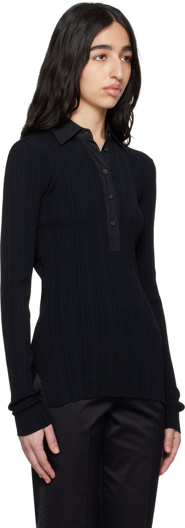 Polo majica TOTEME TOTEME Half-Placket Knit Top Črna | 252-WRT0453-YA0044, 1