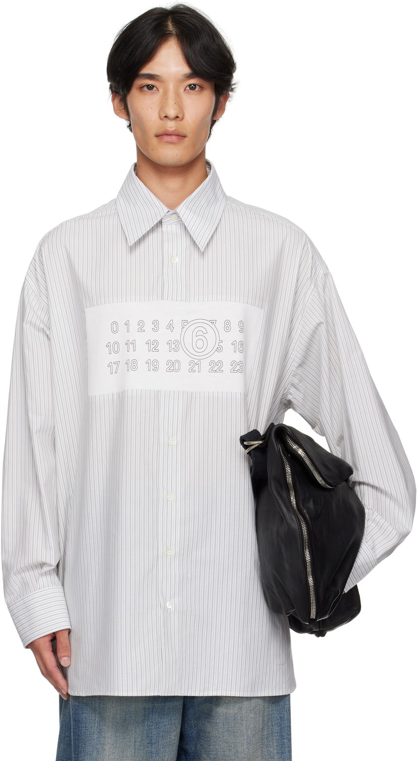 Srajce Maison Margiela MM6 Maison Margiela Striped Long Sleeve Shirt Bela | SH0NH0014 M35474
