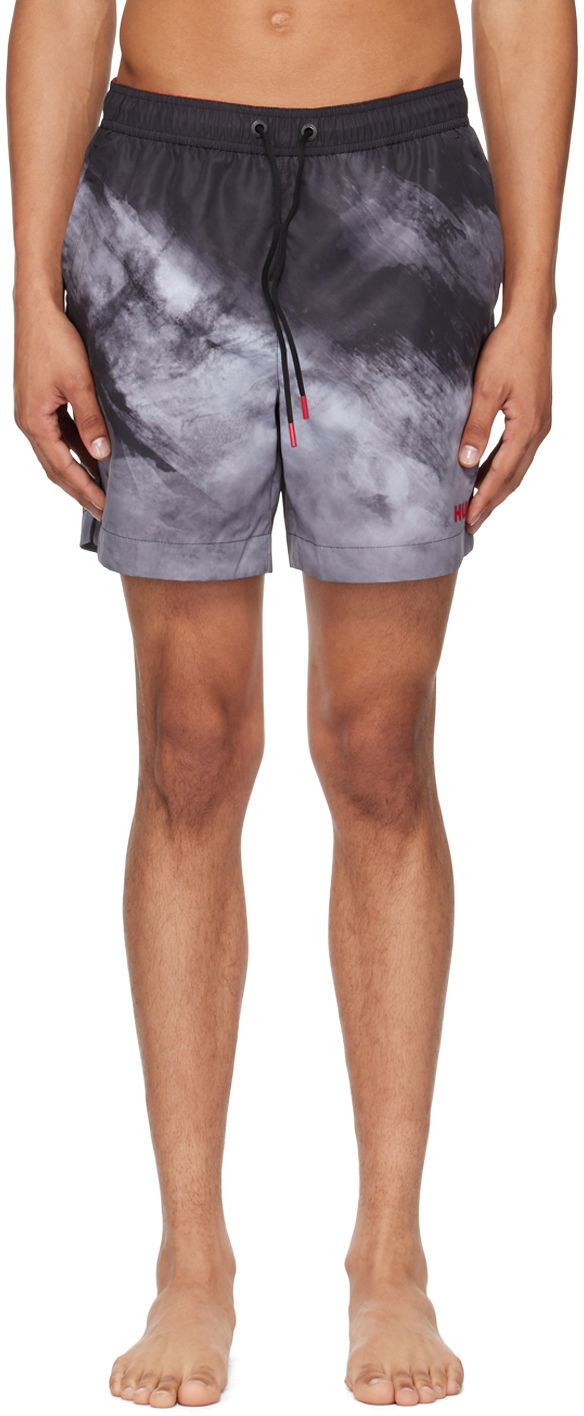 Kratke hlače BOSS Hugo Gray Printed Swim Shorts Siva | 50520731
