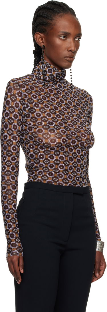 Majice in brezrokavniki Dries Van Noten Dries Van Noten Transparent Mesh Long-Sleeve Turtleneck with Geometric Print Večbarvna | 252-011121-2623, 1