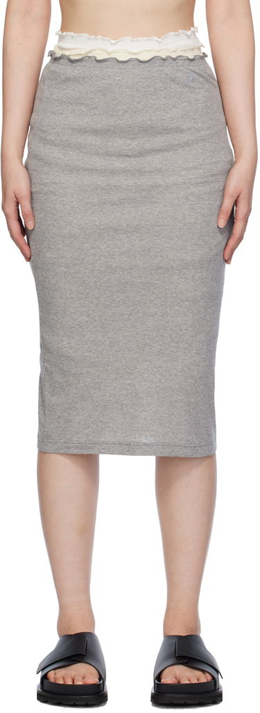 Krila Jil Sander Layered Midi Skirt Siva | J40FV0105_JTN357, 0