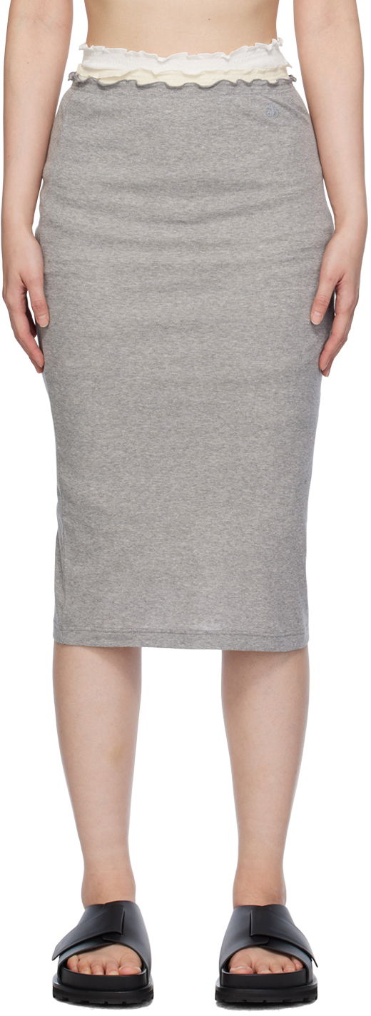 Krila Jil Sander Layered Midi Skirt Siva | J40FV0105_JTN357