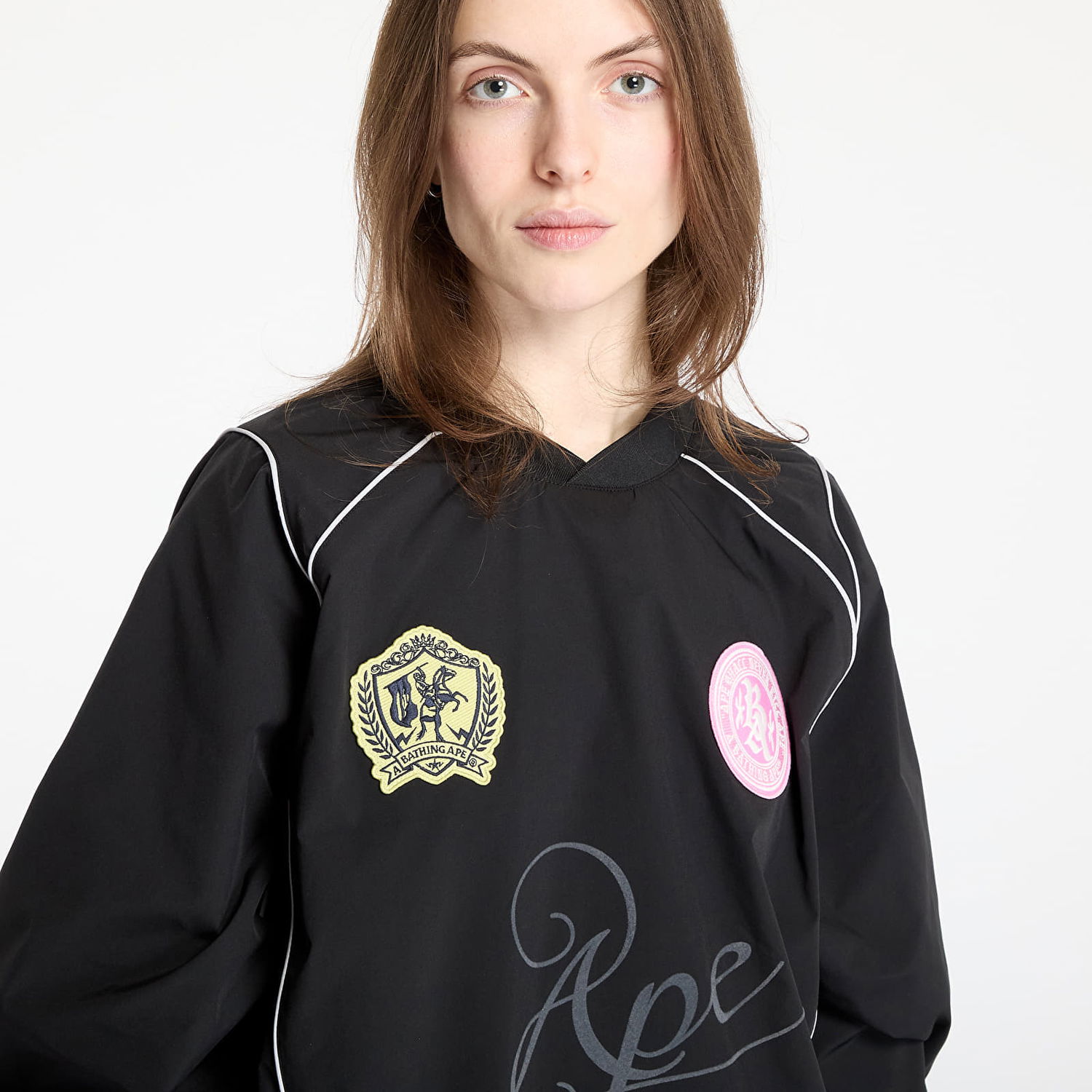 Pulover BAPE A BATHING APE Multi Logo Relaxed Fit Pullover Črna | 001SWL301317MBLK, 1