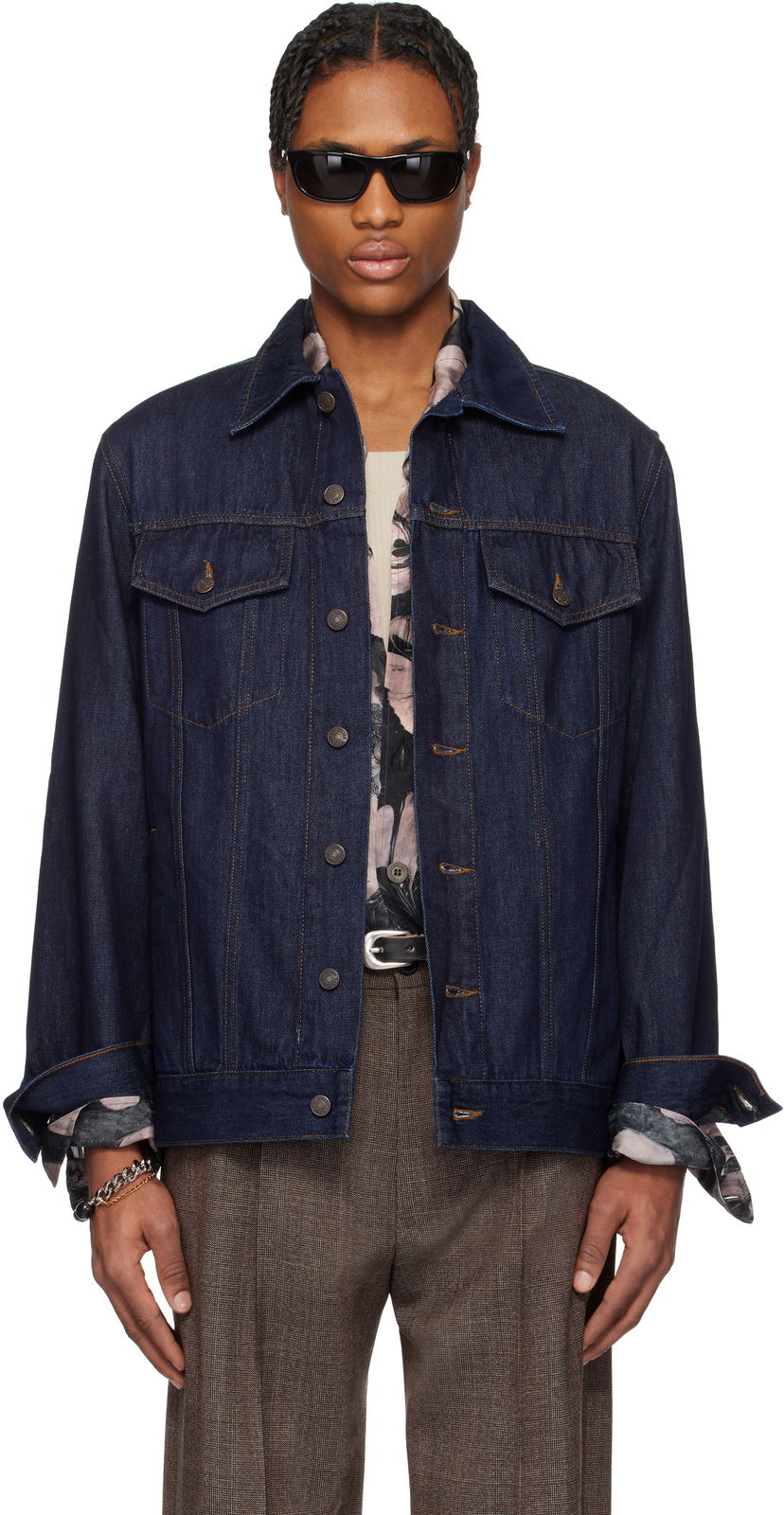 Jakna Dries Van Noten Dries Van Noten Paneled Denim Jacket Modra | 251-020503-1552