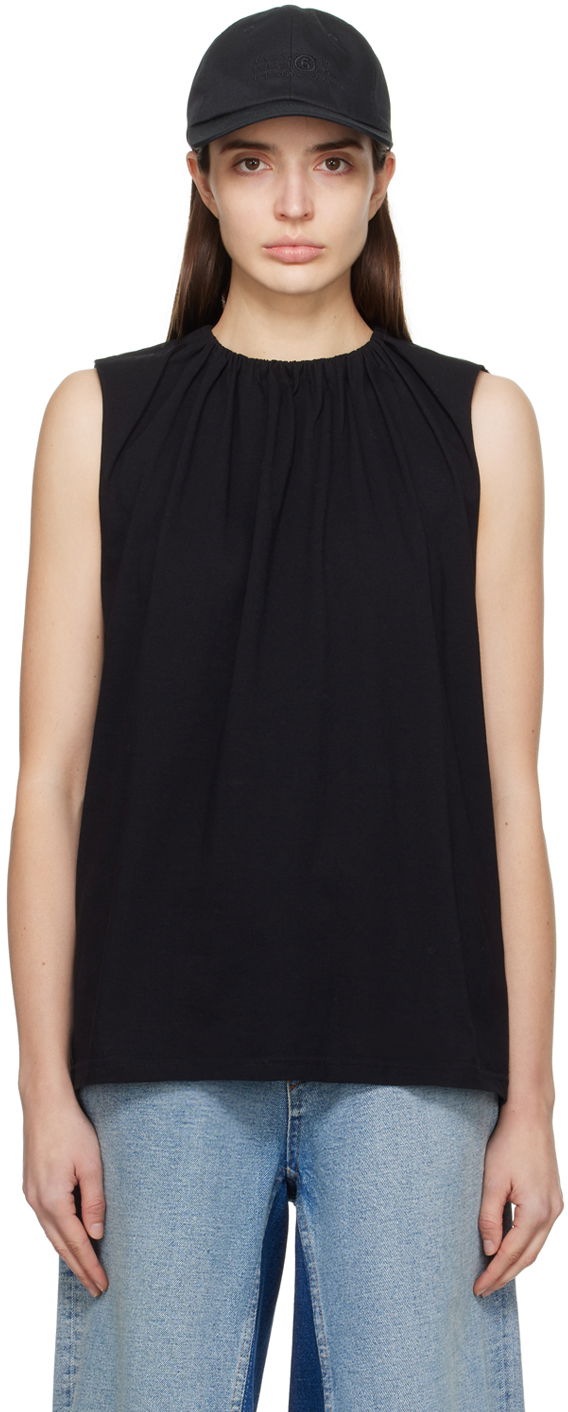 Majica brez rokavov Maison Margiela MM6 Gathered Tank Top Črna | S52NF0004 S23588