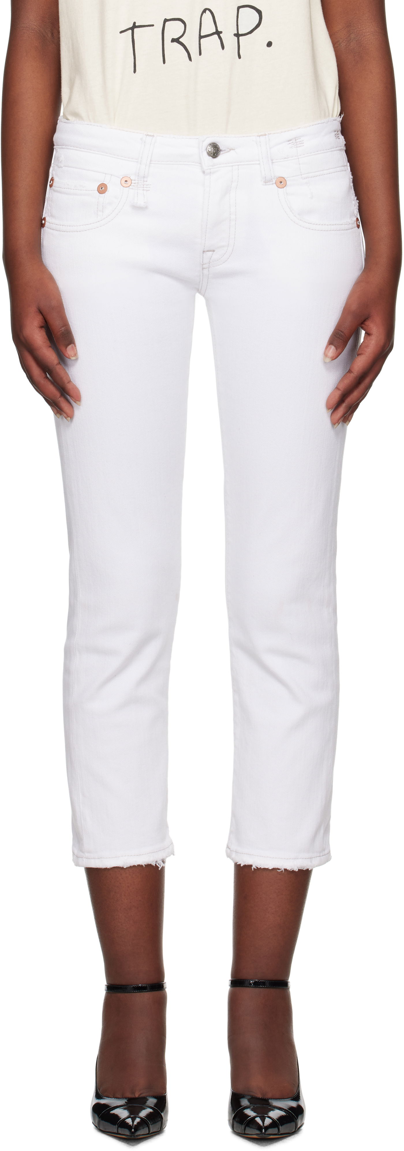 Kavbojke R13 R13 Boy Straight Cropped Jeans Bela | R13W0091-895A, 0