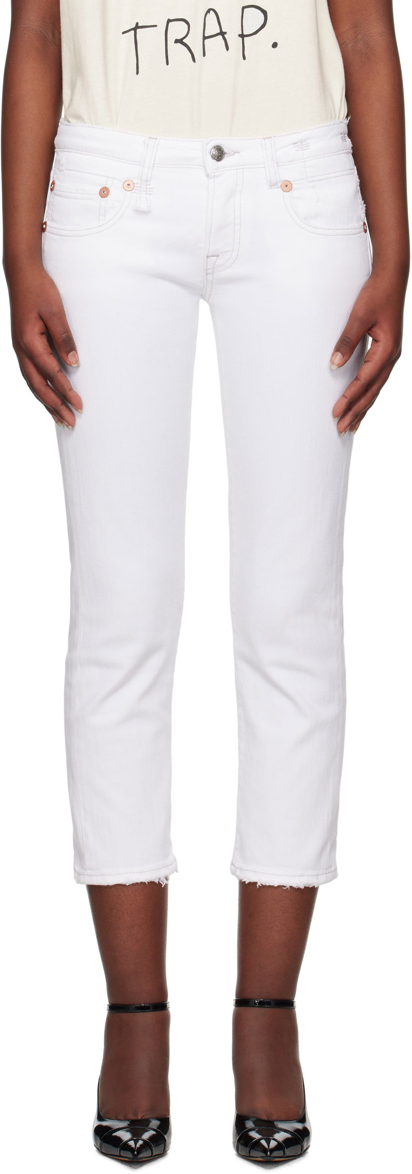 Kavbojke R13 R13 Boy Straight Cropped Jeans Bela | R13W0091-895A