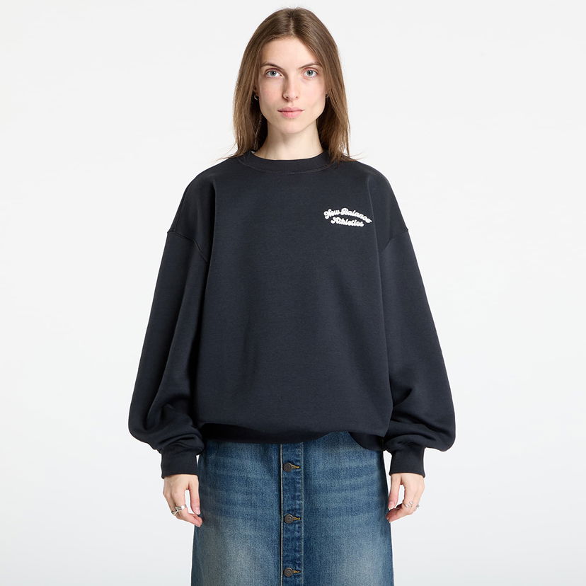 Pulover New Balance Sweatshirt Linear Heritage Fleece Crew Črna | WT53516BK