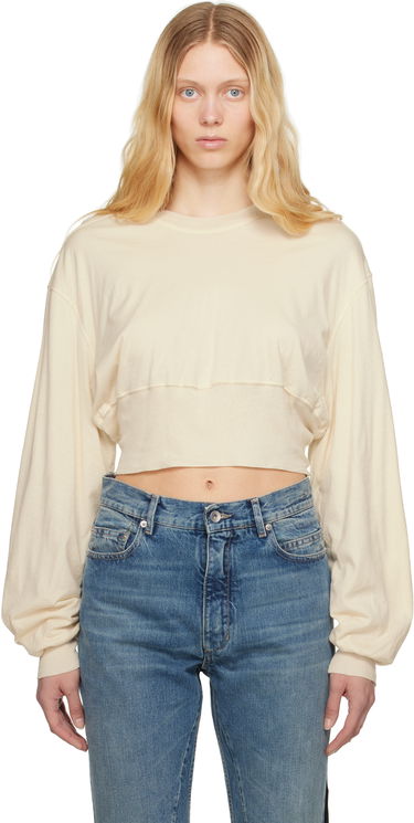 Krop-top Rick Owens Rick Owens DRKSHDW Tatlin Cropped Sweatshirt Bež | DS01E3225 BHNDB, 0