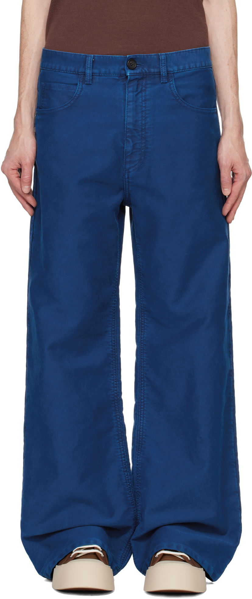 Hlače Marni Marni Overdyed Wide Leg Jeans Modra | PUMU0073GX USCY01