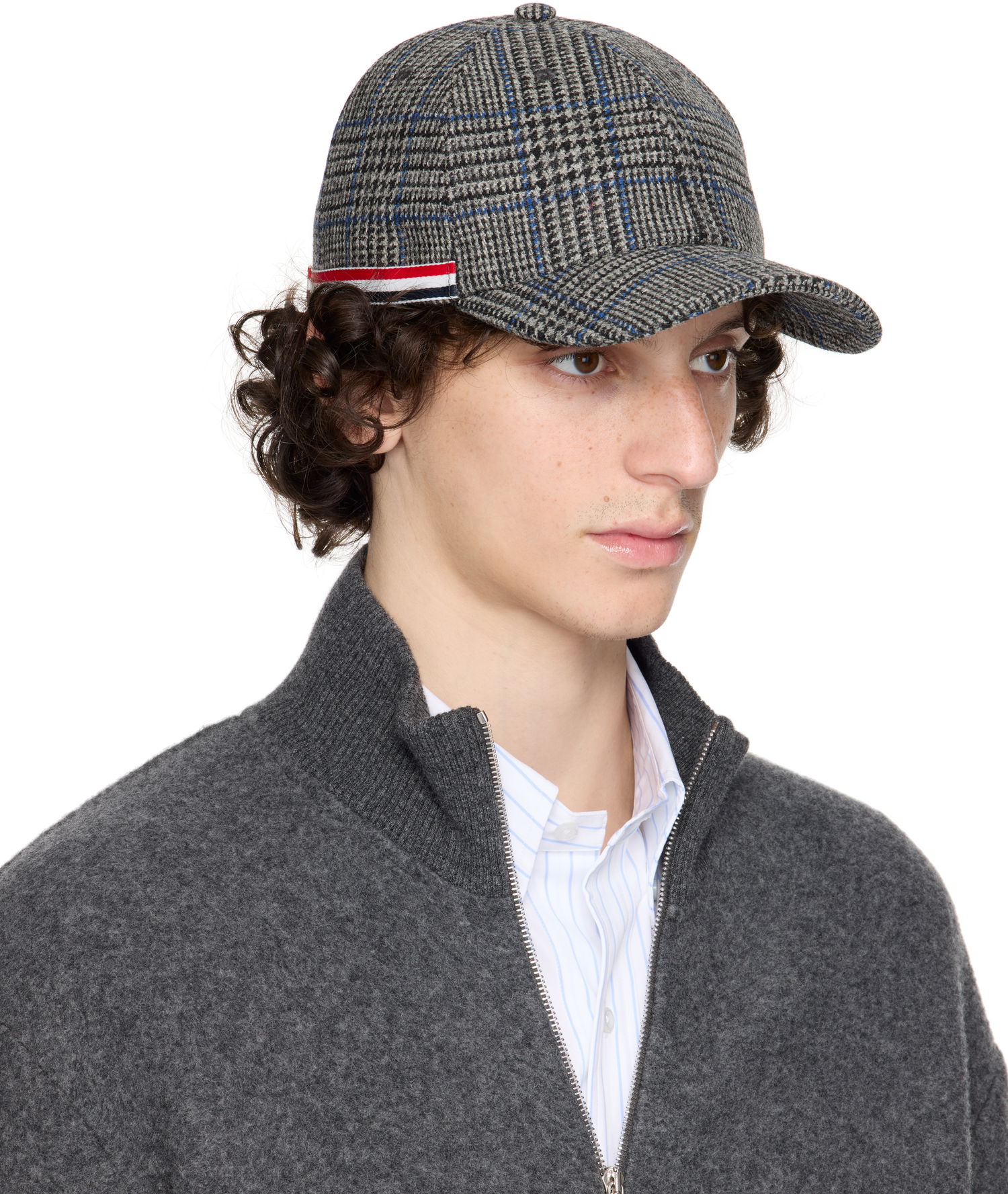 Kapa Thom Browne Thom Browne Prince of Wales Hunting Tweed Baseball Cap Siva | MHC328A-F0930, 1
