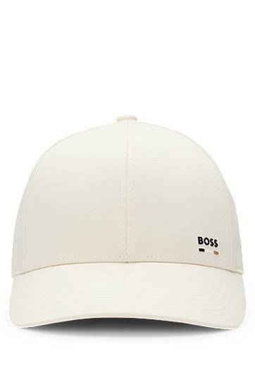 Kapa BOSS BOSS Cotton-twill Cap with Logo Trim Bela | 50539428