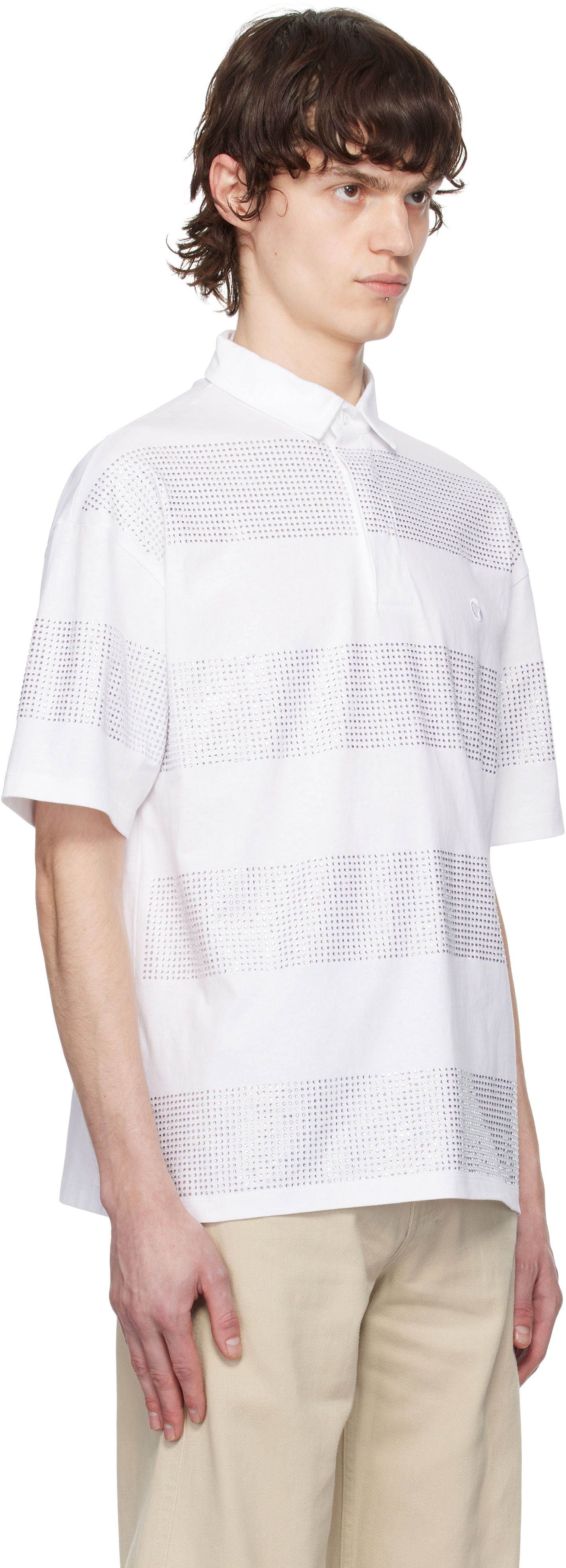 Polo majica Coperni Coperni Crystal Striped Polo Bela | COPJS117CRF5026MEN, 1