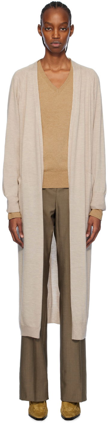 Pleteni pulover Max Mara Max Mara Katanga Longline Cardigan Bež | 2411341071600
