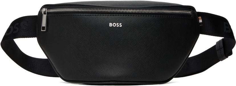 Torbice za okoli pasu BOSS Saffiano Leather Belt Bag Črna | 50485597
