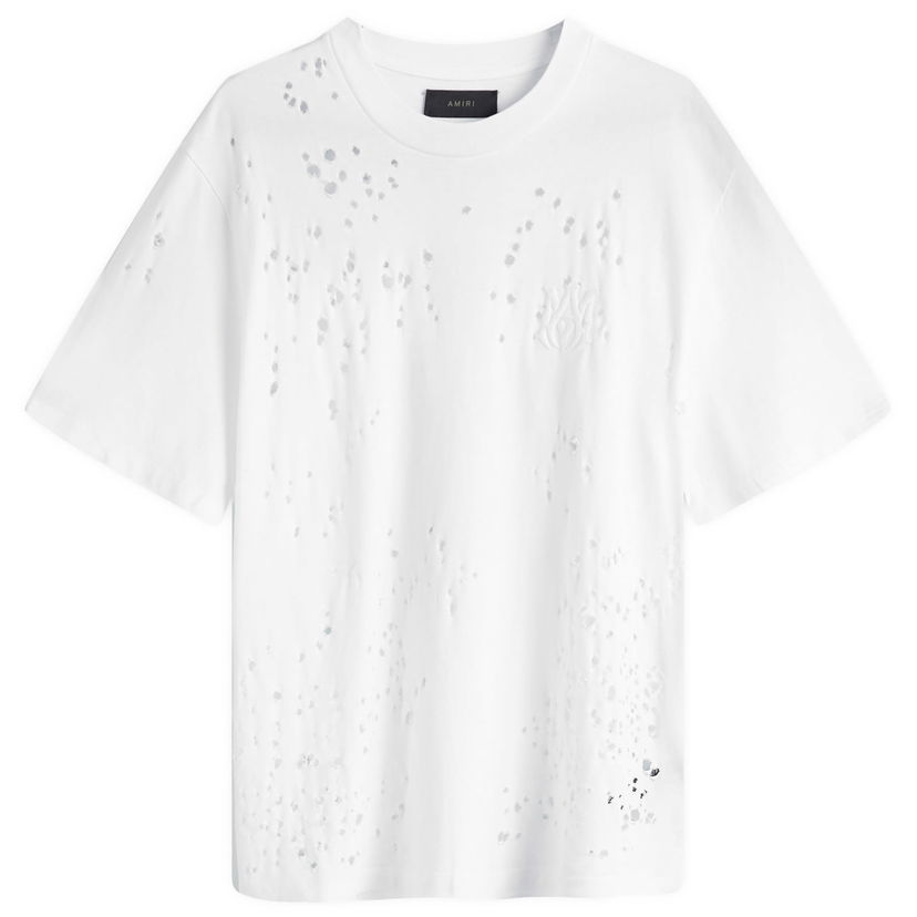 Majica AMIRI Shotgun Embroidered Logo T-Shirt With Distressing Bela | AMJYTE1059-100