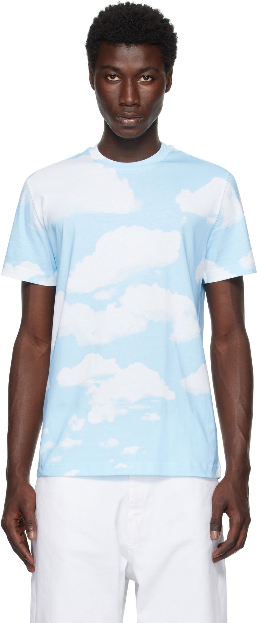 Majica Moschino Moschino Archive Clouds T-Shirt Modra | 252ZZ071552411888