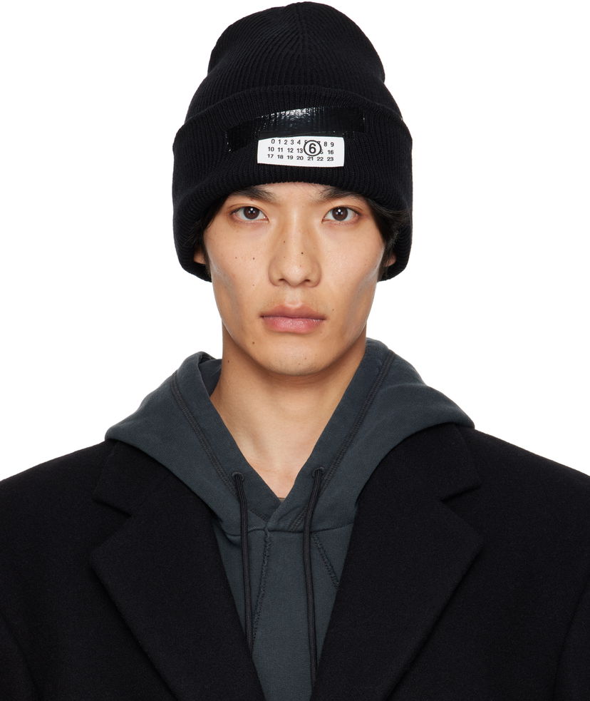 Beanie Maison Margiela MM6 Maison Margiela Wool Beanie with Taped Label Črna | SH2TB0003 M13168